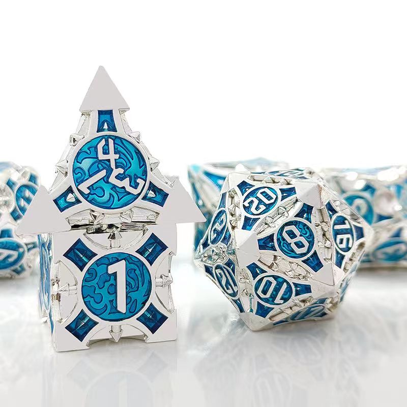Board Game Rpg - 7ชิ้น D4-D20คอสเพลย์ DND ทองเหลืองทองหลายด้านขอบคมลูกเต๋าคาสิโน RPG ถาดเกมกระดานโต๊ะอัญมณีชุดโลหะหินมังกร