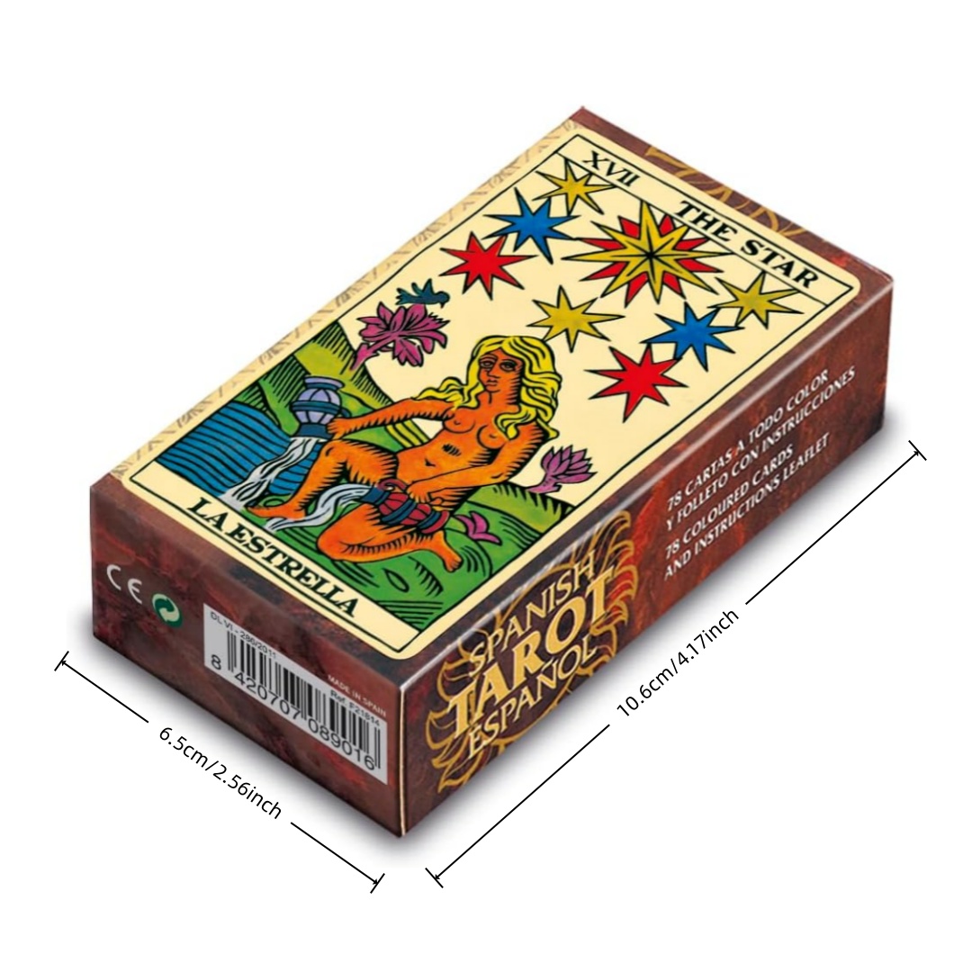 Board Game Master - ไพ่ทาโรต์มาร์แซย์คลาสสิก 78 ใบ ไพ่มาเจอร์อาร์คาน่า ลายดาว ฉบับภาษาสเปน