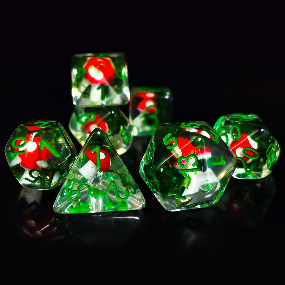 Board Game Rpg - ชุดลูกเต๋า DND 7 ชิ้น/ชุด ลูกเต๋าเรซิ่นใส รูปเห็ดน่ารัก