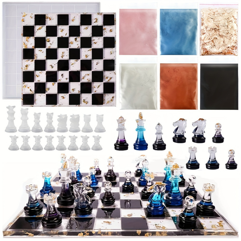 Board Game Diy - ชุดหมากรุก 23 ชิ้นพร้อมแม่พิมพ์ซิลิโคน - ชุดหัตถกรรม DIY