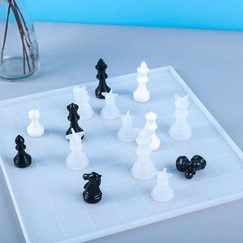 Board Game Diy - แม่พิมพ์ซิลิโคนสำหรับทำตัวหมากรุก, แม่พิมพ์เรซินขนาดเต็มรูปแบบ 3 มิติ, งานฝีมือ DIY