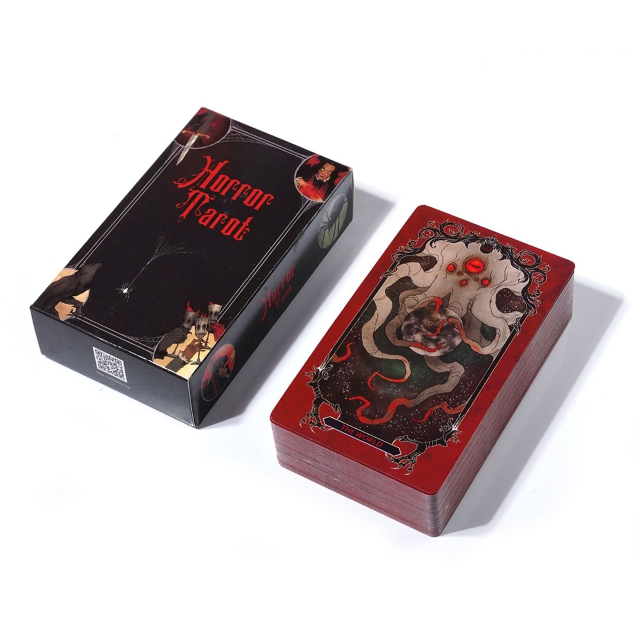 Board Game Horror - เกมไพ่ทาโรต์สยองขวัญ ชุดไพ่ทาโรต์เต็มรูปแบบสำหรับการพยากรณ์ดวงชะตาภาษาอังกฤษ เหมาะสำหรับผู้เริ่มต้น เหมาะสำหรับการเล่นเกมกระดานในงานสังสรรค์ครอบครัว