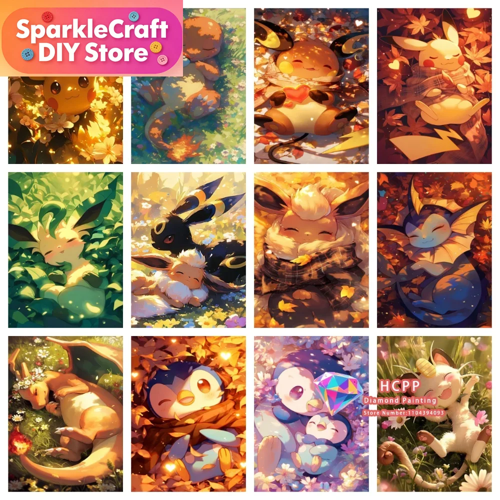Board Game Diy - ชุดภาพวาดเพชร 5 มิติ ลายการ์ตูนโปเกมอน พิคาชู ชาริซาร์ด