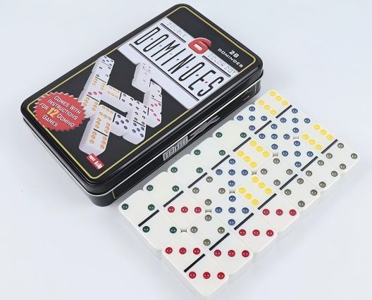 Board Game Family - ชุดโดมิโน ElegantMahj Double Six สำหรับผู้ใหญ่ พร้อมกล่องเหล็ก