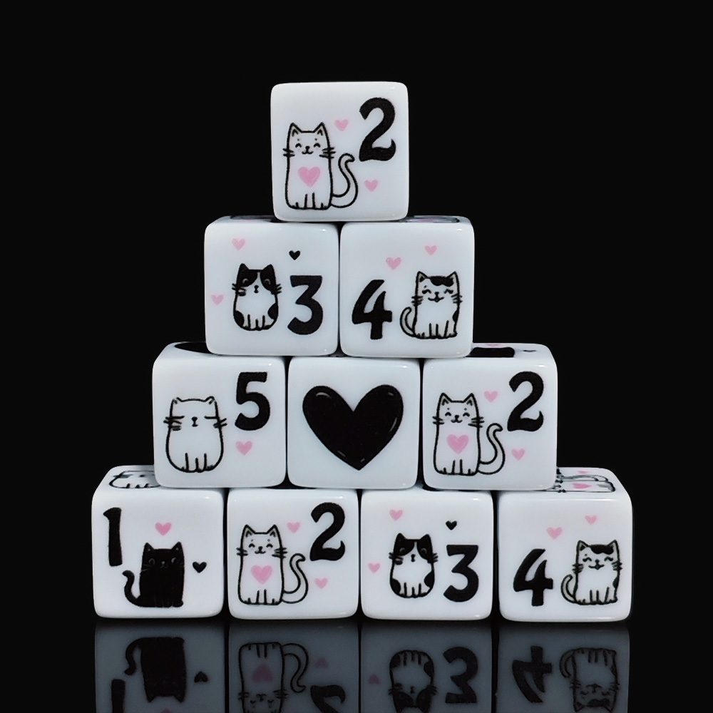 12 ชิ้น/ชุด ลูกเต๋ารูปแมวน่ารั - Board Game Rpg บทวิจารณ์และราคา